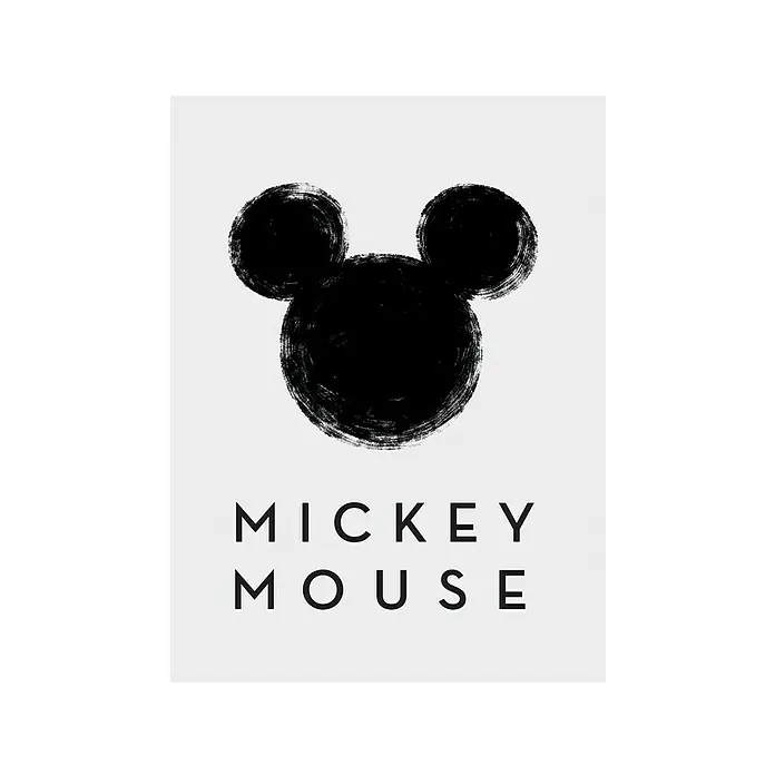 Komar Disney Edition 4 Poster Mickey Mouse Silhouette - Disney, B x H: 50 x 70 cm - Illustration von Mickey Mouse mit dem Schriftzug "Mickey Mouse" in schlichtem Schwarz-Weiß-Design.