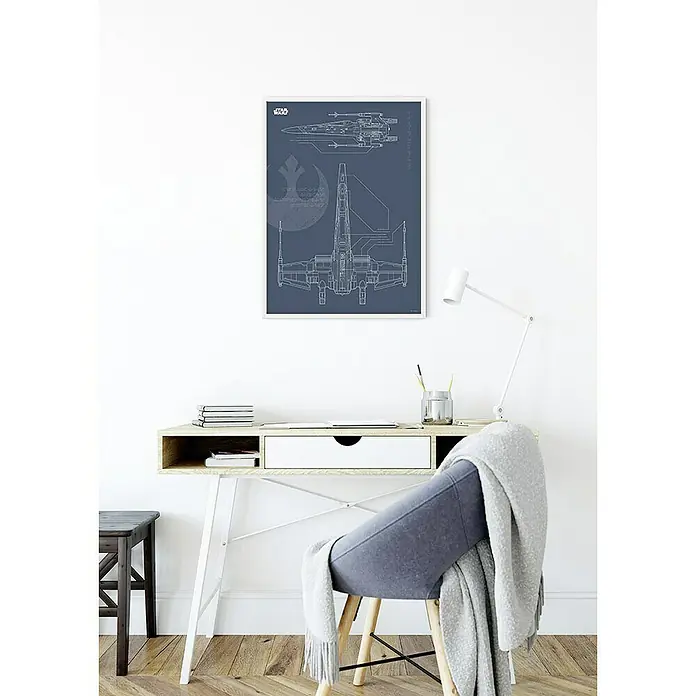 Komar Star Wars Poster Blueprint X-Wing - Star Wars, B x H: 40 x 50 cm - Poster mit dem Bauplan eines X-Wing Raumschiffs aus Star Wars. Eine tolle Wanddekoration für Fans der Weltraumsaga.