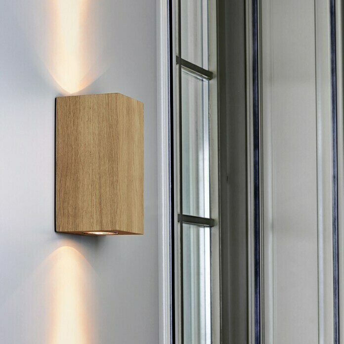 Spotlight LED-Wandleuchte Wood Dream (5 W, L x B x H: 10 x 10 x 20 cm,  Eiche, Warmweiß)