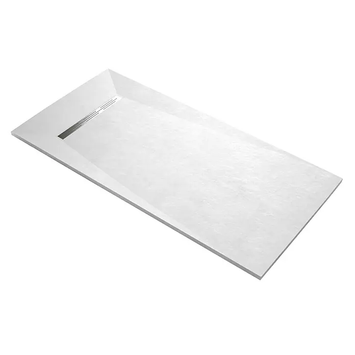 Plato de ducha Adriatic, mampara y sistema de ducha Hera - L x An: 70 x 120 cm, Plato: blanco Mampara y grifería: negro, 3 pzs. - Elegante plato de ducha rectangular blanco con desagüe integrado para un diseño de baño moderno. El perfil bajo garantiza un fácil acceso.