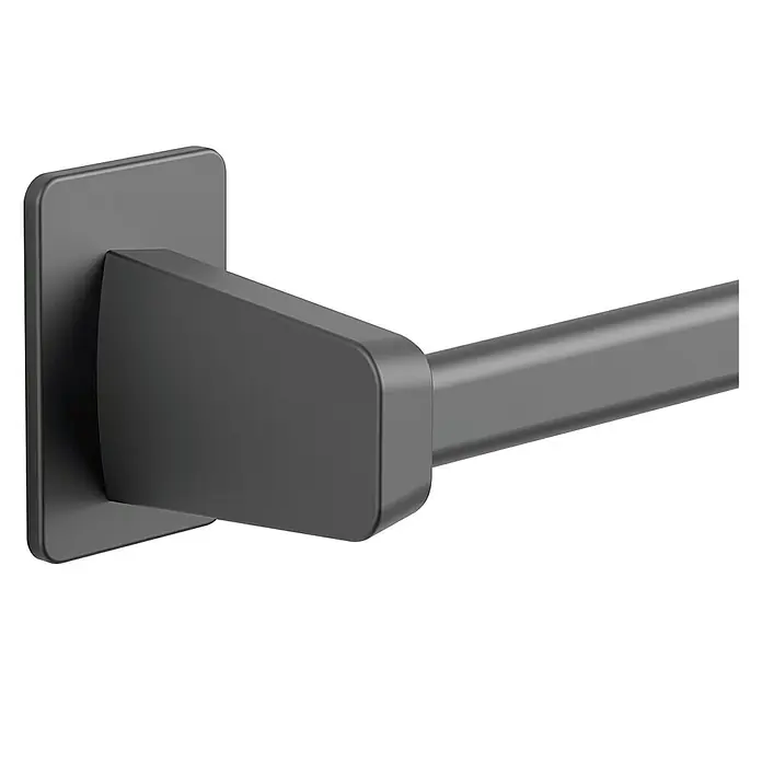 Creabath Placa de soporte adhesiva Soul Black - L x An: 0,4 x 4,5 cm - Toallero moderno en negro mate con soporte de pared cuadrado para un baño elegante. Práctico y decorativo.