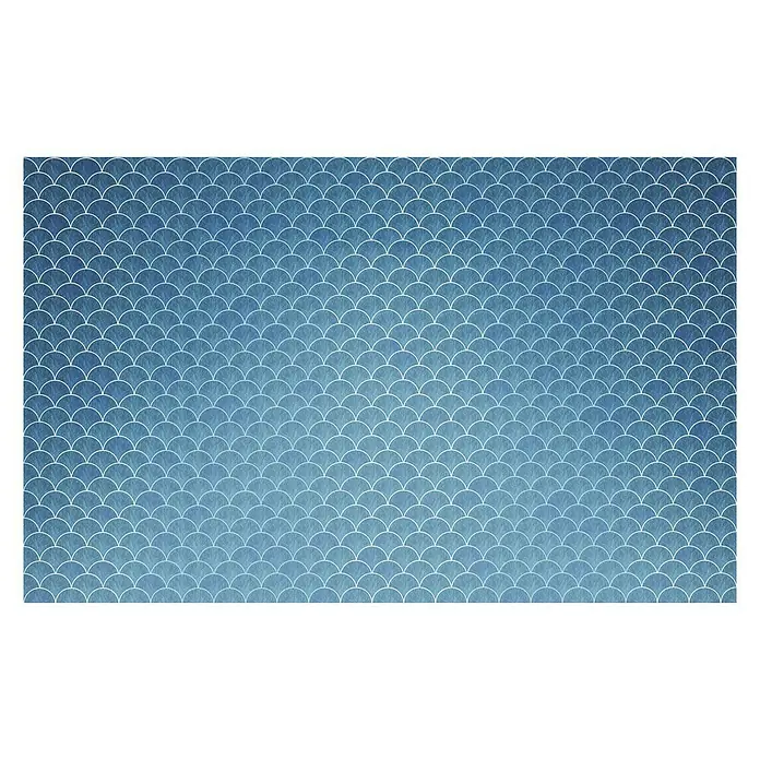 Komar Infinity Fototapete Sea Shanty - 4 -tlg., B x H: 400 x 250 cm, Vlies - Elegantes blaues Muster mit weißen, fächerförmigen Ornamenten, ideal für stilvolle Hintergründe und Designs.