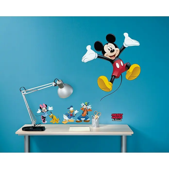 Komar Disney Edition 4 Dekosticker Mickey & Friends - 6 -tlg., Bunt - Wanddekoration mit Micky Maus und seinen Freunden als farbenfrohe Wandsticker, die Kinderzimmer aufpeppen und Freude bringen.
