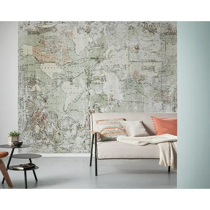 Komar Pure Fototapete British Empire - 3 -tlg., B x H: 300 x 250 cm, Vlies - Die Vintage-Weltkarte als Wandbild ist ein echter Hingucker. Das nostalgische Design verleiht jedem Raum einen Hauch von Abenteuer und Geschichte.