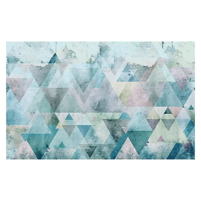 Komar Pure Fototapete Triangles Blue - 4 -tlg., B x H: 400 x 250 cm, Vlies - Aquarell-Dreiecksmuster in Blau- und Rosatönen. Das abstrakte Design verleiht jedem Raum eine künstlerische Note und moderne Eleganz.
