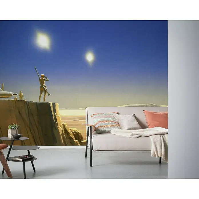 Komar Star Wars Fototapete RMQ Mos Eisley Edge - 10 -tlg., B x H: 500 x 250 cm, Vlies - Wandbild mit Wüstenmotiv, das eine gemütliche Atmosphäre in jedem Raum schafft. Perfekt über einem Sofa für einen Hauch von Fantasie.