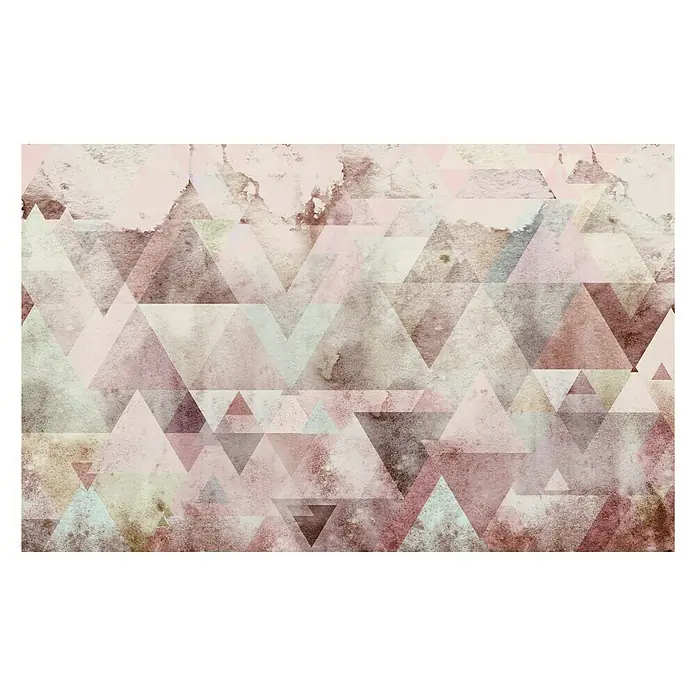 Komar Pure Fototapete Triangles Red - 4 -tlg., B x H: 400 x 250 cm, Vlies - Abstrakte Kunstdrucke mit dreieckigen Formen und rosa Farbtönen, die eine interessante visuelle Textur für jedes Interieur schaffen.