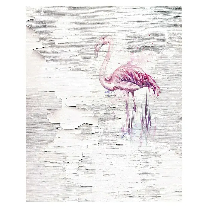 Komar Infinity Fototapete Pink Flamingo - 2 -tlg., B x H: 200 x 250 cm, Vlies - Zartes Flamingo-Aquarell auf strukturiertem Untergrund. Ein Hauch von Eleganz für Ihr Zuhause, die den Blick auf sich zieht und eine beruhigende Atmosphäre schafft.