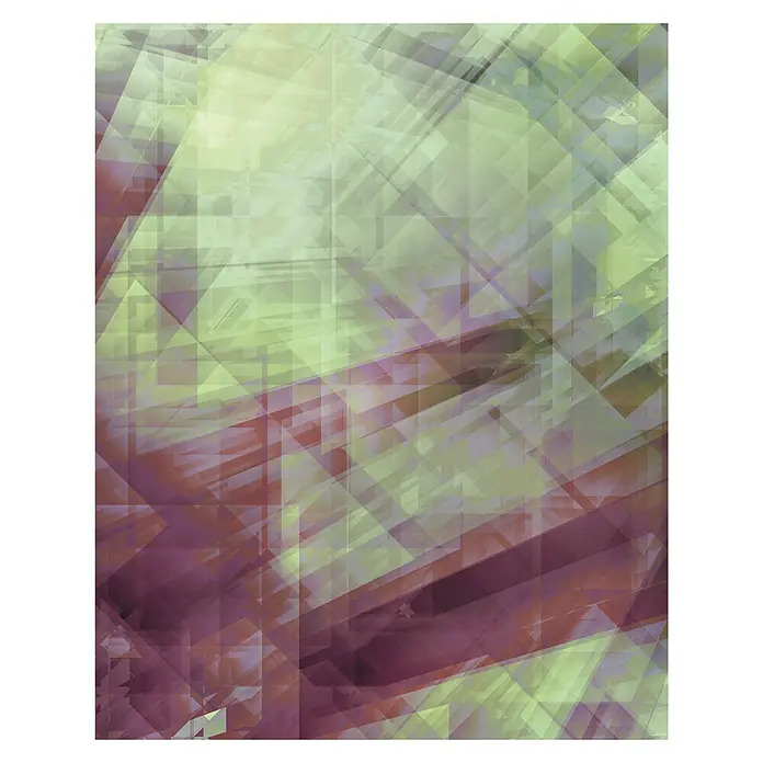 Komar Infinity Fototapete Refraction - 2 -tlg., B x H: 200 x 250 cm, Vlies - Abstraktes Kunstwerk mit geometrischen Formen und Farbnuancen in Grün und Violett, das eine moderne und dynamische Ästhetik vermittelt.