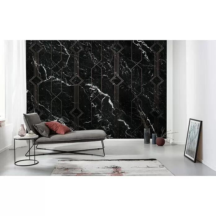 Komar Pure Fototapete Marble Black - 4 -tlg., B x H: 400 x 250 cm, Vlies - Stimmungsaufnahme