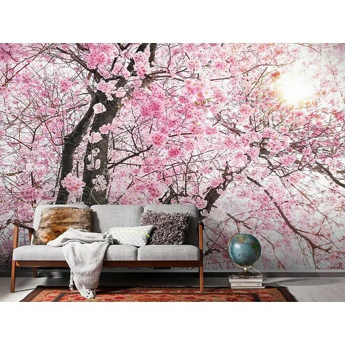 Komar Stefan Hefele Edition 1 Fototapete Bloom - 4 -tlg., B x H: 400 x 250 cm, Vlies - Fototapete mit rosa Kirschblütenmuster, die eine gemütliche Atmosphäre schafft und den Raum optisch aufwertet.