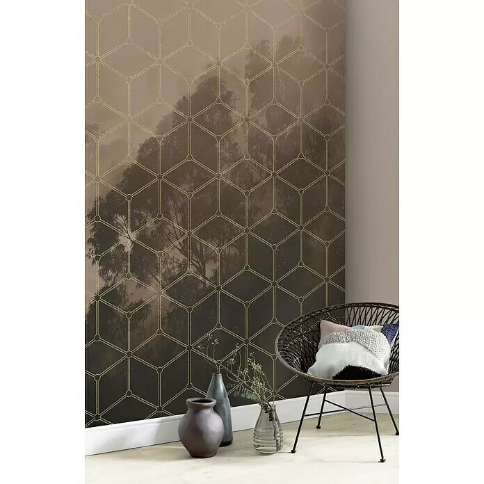 Komar Pure Fototapete Golden Grid - 2 -tlg., B x H: 200 x 250 cm, Vlies - Stimmungsaufnahme