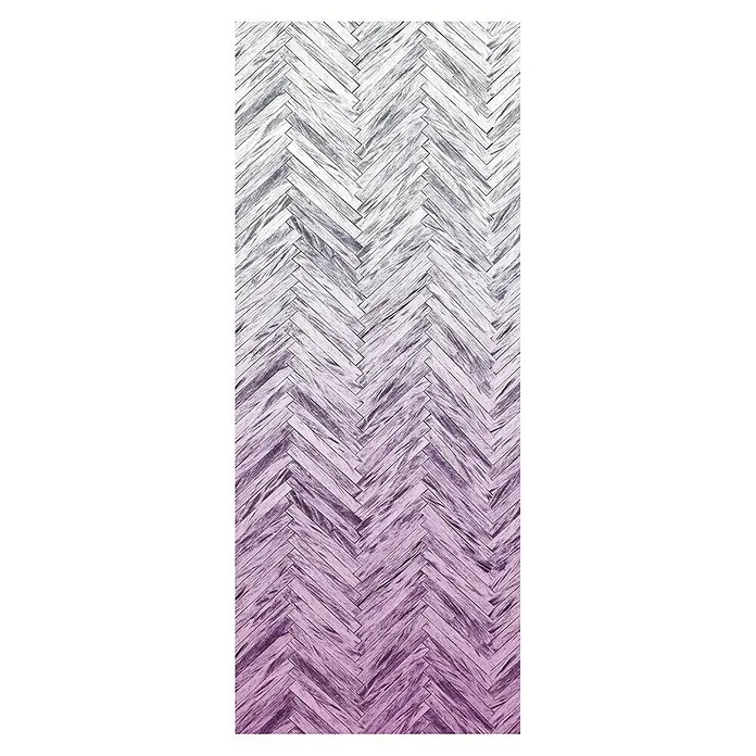 Komar Infinity Fototapete Herringbone Pink Panel - 1 -tlg., B x H: 100 x 250 cm, Vlies - Illustration eines stilvollen, violett schattierten Fischgrätparketts, perfekt für moderne Bodendesigns und trendige Interieurs.