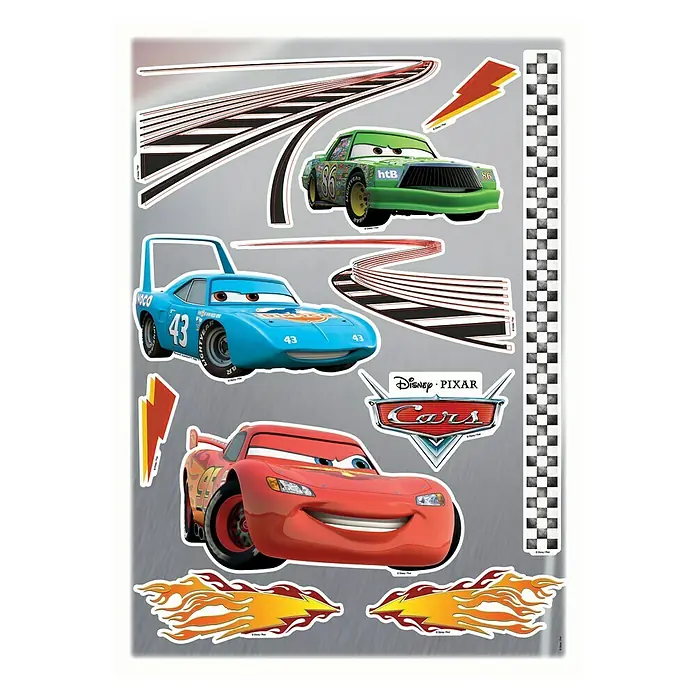 Komar Disney Edition 4 Dekosticker Cars - 11 -tlg., Bunt - "Cars"-Wandsticker mit Lightning McQueen, Cruz Ramirez und Chick Hicks, ideal für Kinderzimmer.