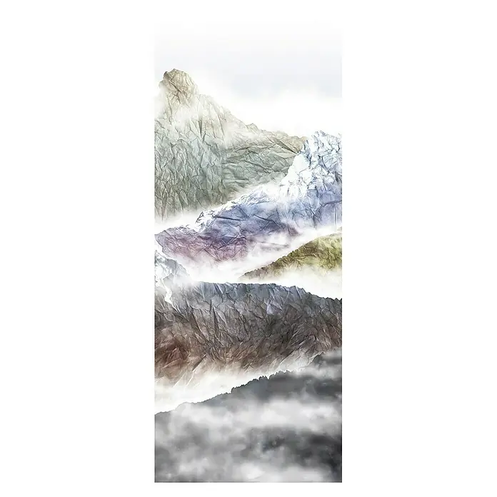 Komar Infinity Fototapete Olympic Panel - 1 -tlg., B x H: 100 x 250 cm, Vlies - Papierkunstwerk mit Berglandschaft. Die Textur des Papiers erzeugt einen einzigartigen, zerknitterten Effekt, der die natürliche Schönheit der Berge betont.