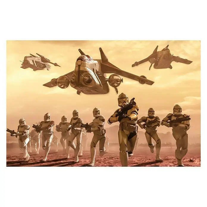 Komar Star Wars Fototapete Clone Trooper - 4 -tlg., B x H: 400 x 260 cm, Vlies - Star Wars Klonkrieger eilen mit Panzern vor einem roten Himmel in die Schlacht.