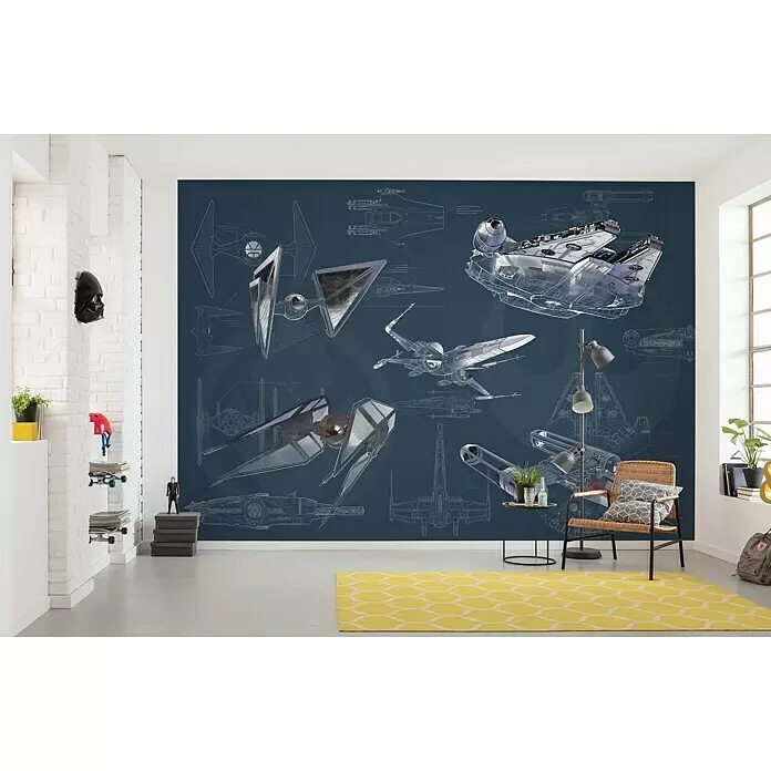 Komar Star Wars Fototapete Blueprint Dark - 8 -tlg., B x H: 400 x 280 cm, Vlies - Stimmungsaufnahme