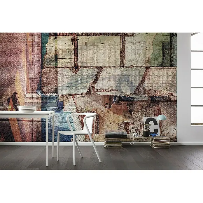 Komar Infinity Fototapete Urban Art - 4 -tlg., B x H: 400 x 250 cm, Vlies - Elegante Tapete mit abstraktem Backsteinmuster, die jedem Raum einen Hauch von urbanem Chic verleiht. Perfekt für moderne Wohnräume und Büros.
