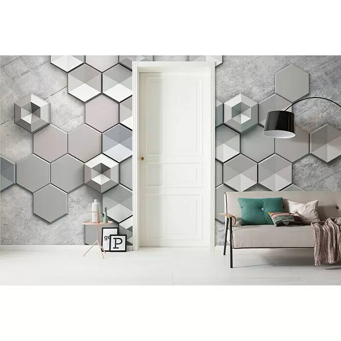 Komar Infinity Fototapete Hexagon Concrete - 4 -tlg., B x H: 400 x 250 cm, Vlies - Stimmungsaufnahme