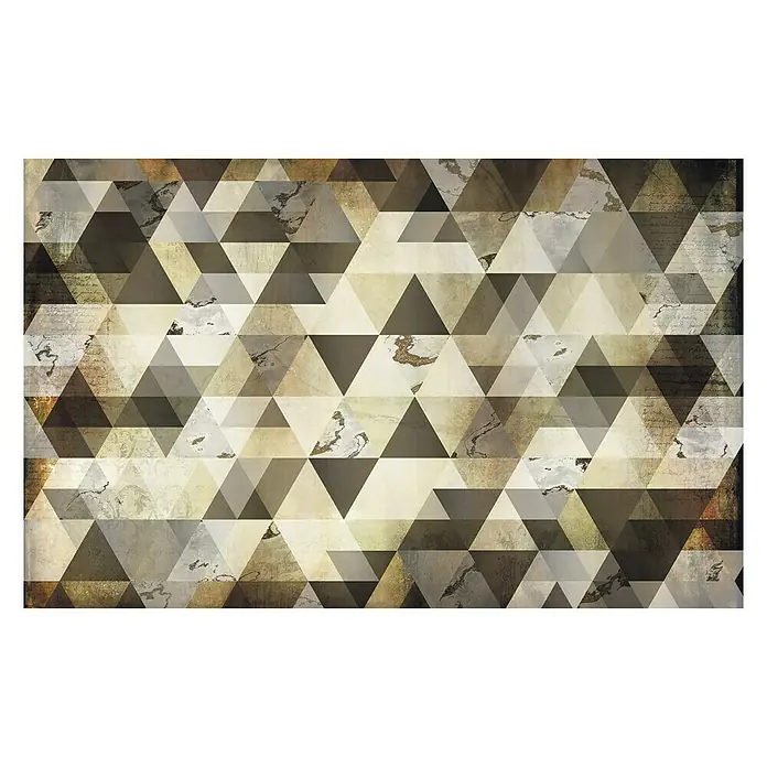 Komar Infinity Fototapete Enigma - 4 -tlg., B x H: 400 x 250 cm, Vlies - Geometrische Wandkunst mit Dreiecksmuster in Beige- und Brauntönen, das jedem Raum einen modernen Touch verleiht.