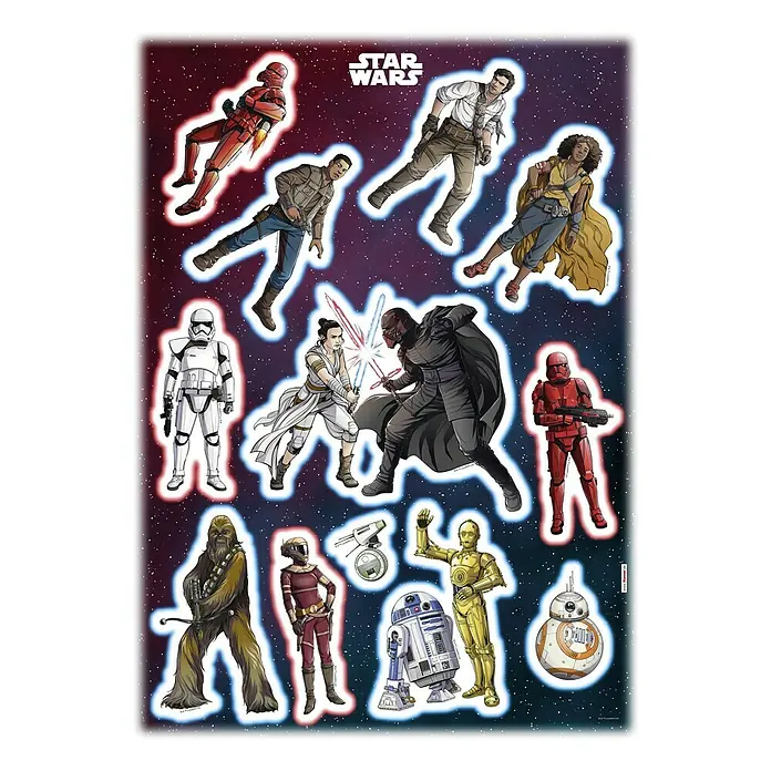 Komar Star Wars Dekosticker Heroes Villains - 12 -tlg., Bunt - Star Wars-Poster mit Helden und Schurken, ideal für Fans der Saga. Dekorieren Sie Ihr Zimmer mit diesem epischen Wandbild.