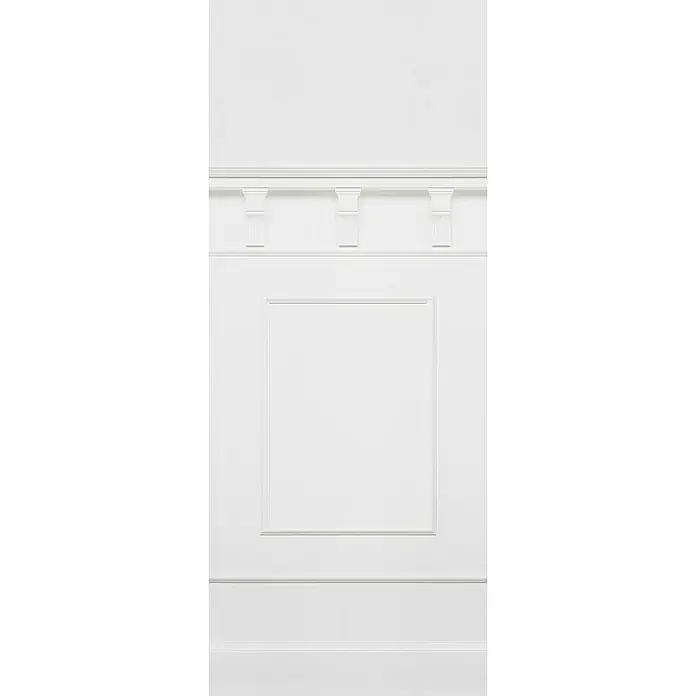 Komar Infinity Fototapete Panel Pure - 1 -tlg., B x H: 100 x 250 cm, Vlies - Elegante weiße Wandpaneele mit klassischem Design, ideal für stilvolle Innenräume. Das quadratische Muster und die Zierelemente verleihen dem Raum eine edle Note.