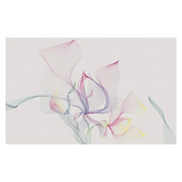 Komar Infinity Fototapete Spring Leaves - 4 -tlg., B x H: 400 x 250 cm, Vlies - Elegante Kunst: Abstrakte Blumenzeichnung mit zarten Linien in lebendigen Farben auf hellem Grund. Stilvolle Dekoration für moderne Räume.