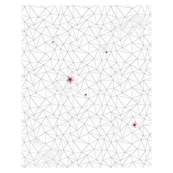 Komar Infinity Fototapete Cherry Blossom - 2 -tlg., B x H: 200 x 250 cm, Vlies - Abstrakter Hintergrund mit einem Dreiecksmuster und vereinzelt platzierten Blüten in zarten Farbtönen für elegante Designs.