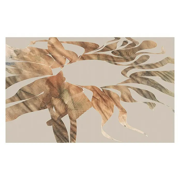 Komar Infinity Fototapete Autumn Leaves - 4 -tlg., B x H: 400 x 250 cm, Vlies - Abstrakte Kunst: Beige Blätter und Linien erzeugen ein einzigartiges, florales Design mit harmonischer Farbgebung.