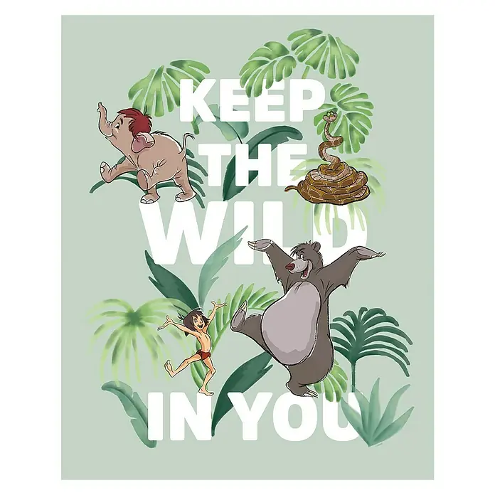 Komar Disney Edition 4 Poster Jungle Book Keep the Wild - Disney, B x H: 30 x 40 cm - Dschungelbuch-Motiv mit Balu, Mogli und dem Schriftzug "Keep the wild in you", perfekt für Dschungel-Fans.