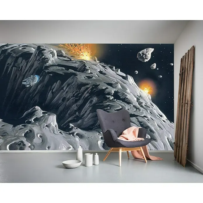 Komar Star Wars Fototapete RMQ Asteroid - 10 -tlg., B x H: 500 x 250 cm, Vlies - Dekoratives Wandbild mit Weltraummotiv, das einen Hauch von Abenteuer in jeden Raum bringt. Einzigartiges Design für ein stilvolles Zuhause.