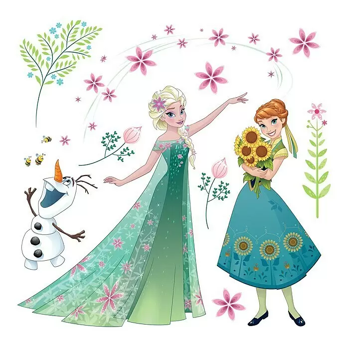 Komar Disney Edition 4 Fenstersticker Frozen Flower19 -tlg., Bunt, Adhäsionsfolie Front View