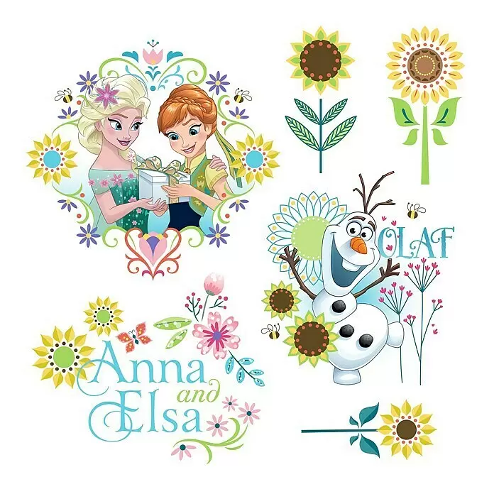 Komar Disney Edition 4 Fenstersticker Frozen Flower19 -tlg., Bunt, Adhäsionsfolie Front View