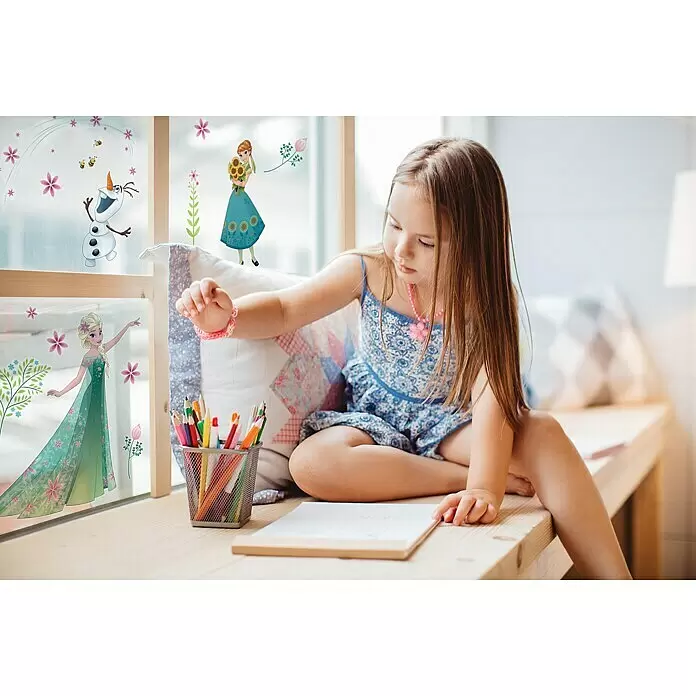 Komar Disney Edition 4 Fenstersticker Frozen Flower19 -tlg., Bunt, Adhäsionsfolie Mood Shot