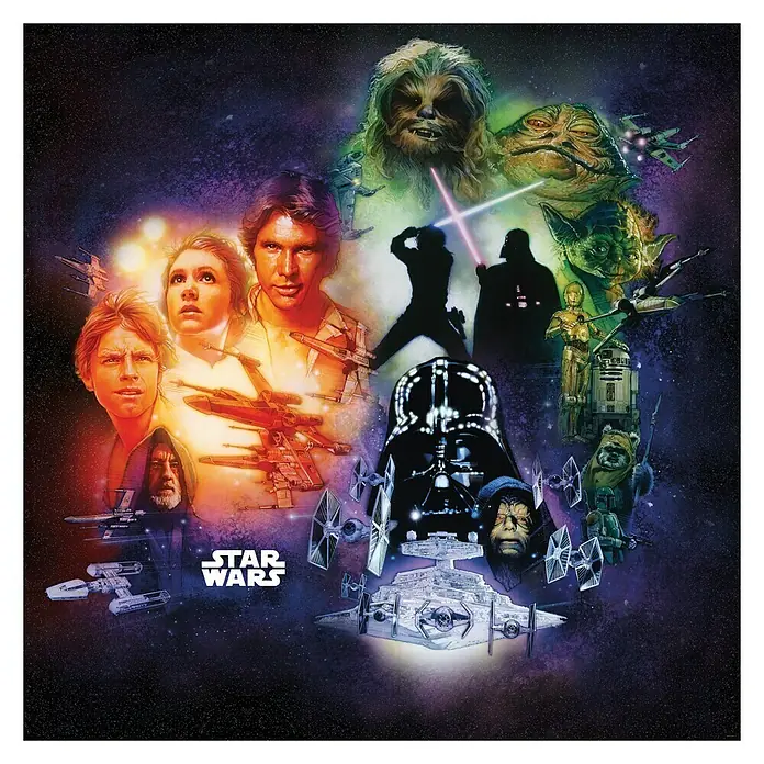 Komar Star Wars Fototapete Poster Collage - 5 -tlg., B x H: 250 x 250 cm, Vlies - Star Wars Collage mit Luke, Leia, Han, Darth Vader und Yoda.
