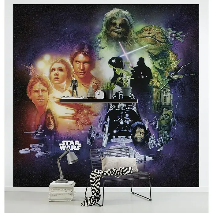 Komar Star Wars Fototapete Poster Collage - 5 -tlg., B x H: 250 x 250 cm, Vlies - Das Star Wars-Wandbild bringt die Macht in jeden Raum. Ein Muss für Fans, um das Universum zu feiern und eine galaktische Atmosphäre zu schaffen.