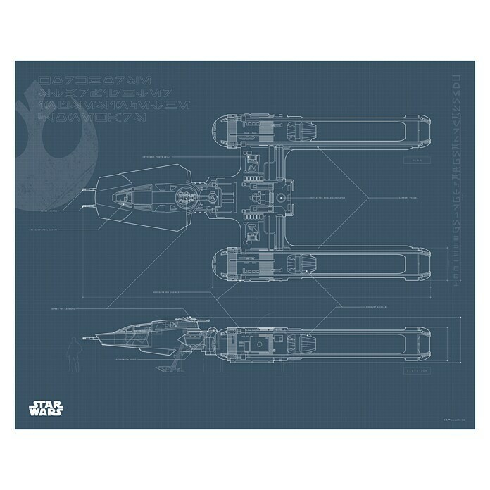 Komar Star Wars Wandbild EP9 Blueprint Y-Wing (40 x 30 cm, Vlies)