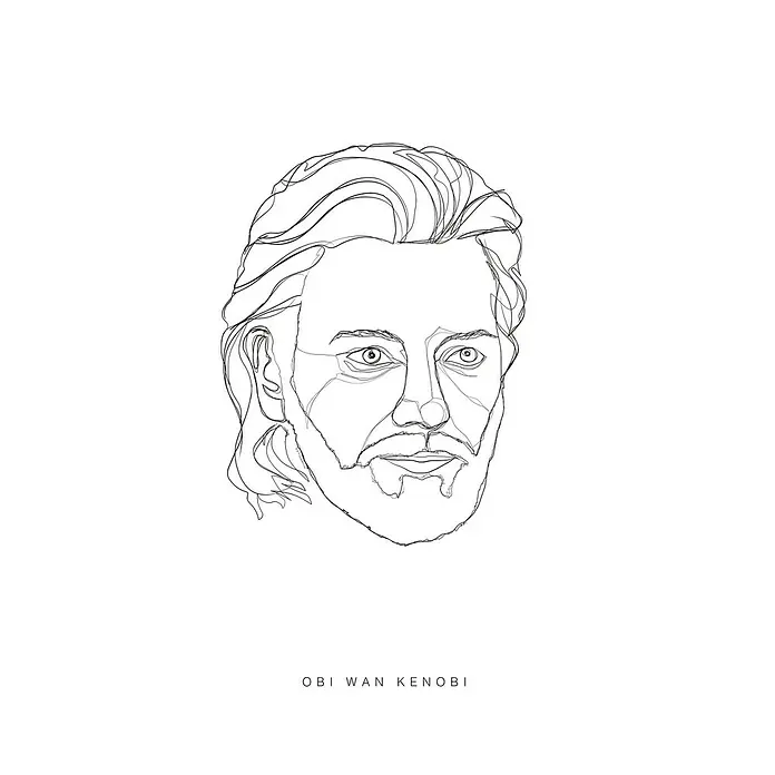 Komar Star Wars Poster Force Faces Obi Wan Kenobi - Star Wars, B x H: 30 x 40 cm - Kontinuierliche Strichzeichnung von Obi-Wan Kenobi, eine Hommage an Star Wars. Minimalistisches Design, das die Essenz der Figur einfängt.