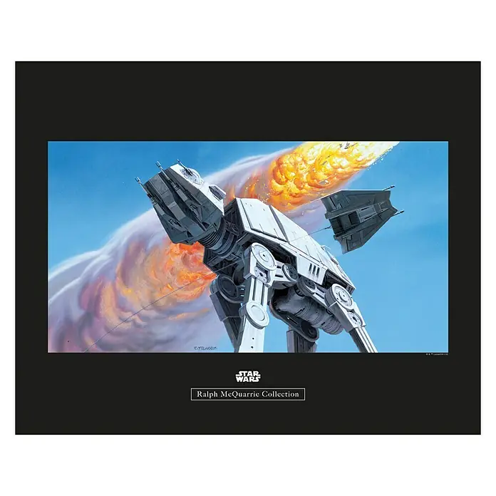 Komar Star Wars Poster RMQ Hoth Battle AT-AT - Star Wars, B x H: 70 x 50 cm - Ein beeindruckendes Star Wars Kunstwerk von Ralph McQuarrie Collection, das einen AT-AT Walker in Aktion zeigt. Perfekt für Fans und Sammler.