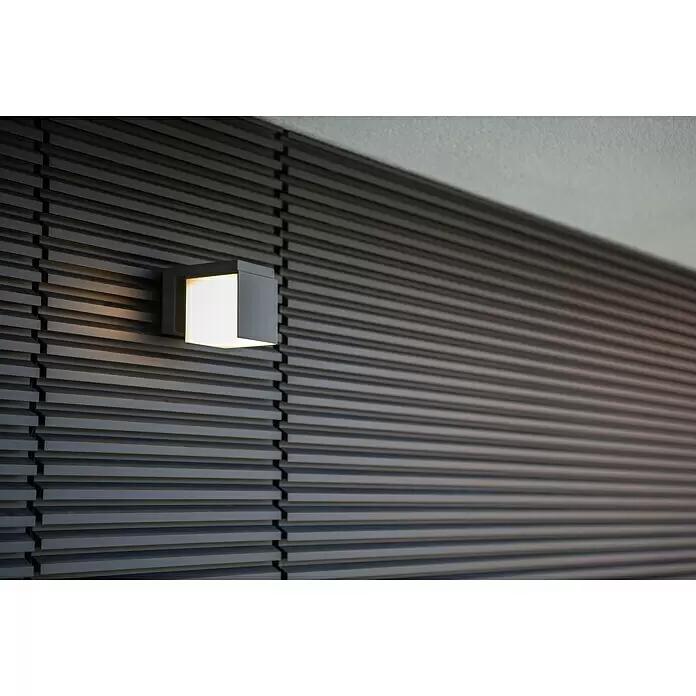 Lutec Cuba LED-Außenwandleuchte - 12 W, 10 x 14,8 x 11,6 cm, Anthrazit, IP54 - Stimmungsaufnahme