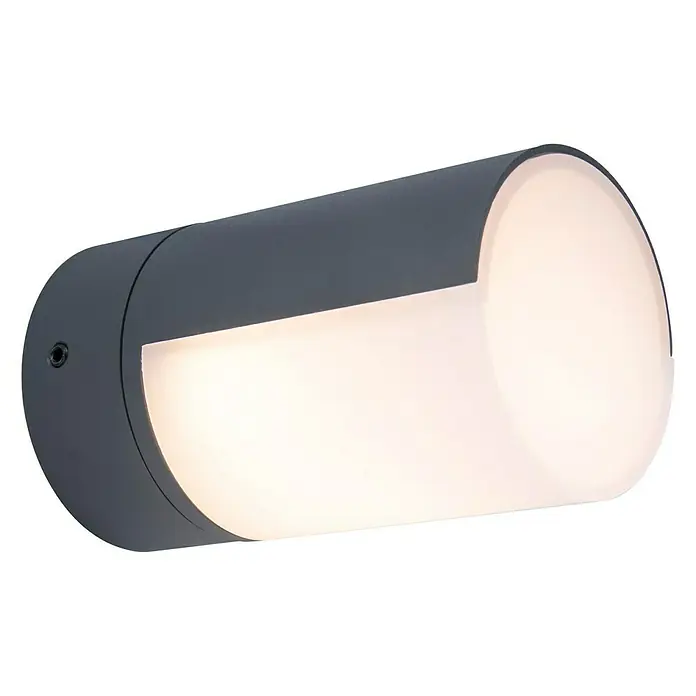 Lutec Plafón LED redondo Cyra - Blanco cálido, IP54 - Lámpara de pared en forma de cilindro con acabado gris y luz blanca brillante, ideal para exteriores.