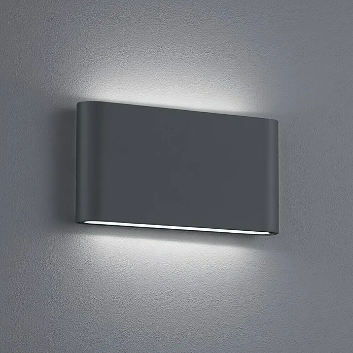 Trio Leuchten LED-Außenwandleuchte Thames II - 9 W, 9 x 17,5 x 3 cm, Anthrazit, IP54 - Elegante graue Wandleuchte, die ein sanftes Licht nach oben und unten abgibt und eine stimmungsvolle Beleuchtung erzeugt.
