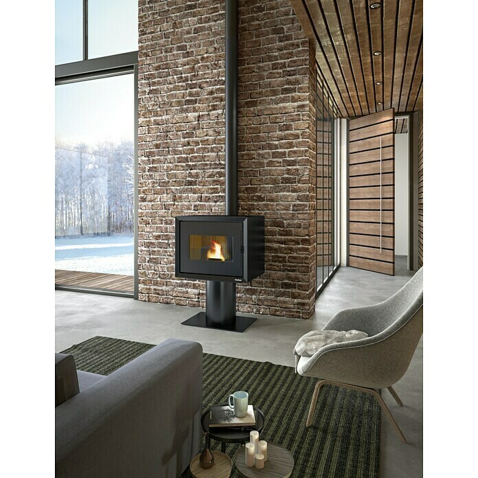 FreePoint Pelletofen (2,68 - 9,36 kW, Raumheizvermögen: 225 m³, Schwarz)