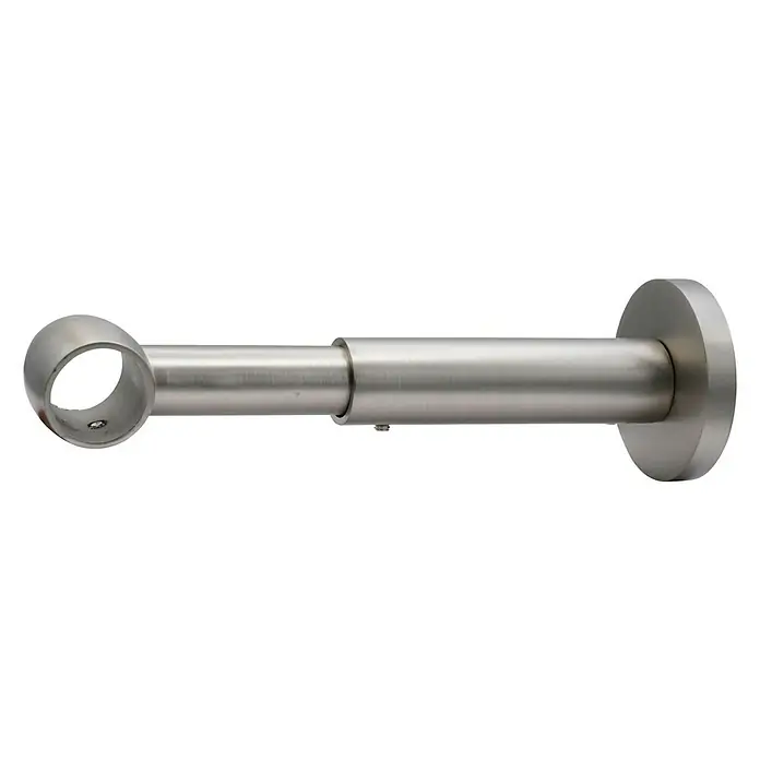 Träger Noble - Edelstahloptik, Ausziehbar, Geeignet für: Gardinenstangen Ø 20 mm - Metallene Gardinenstangenhalterung zur Wandmontage mit Kugelkopf für eine stilvolle Fensterdekoration.