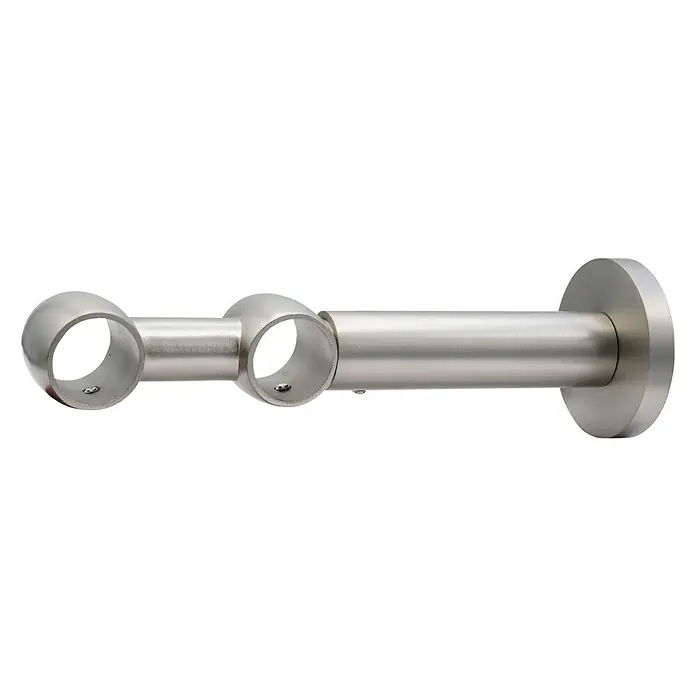 Doppelträger Noble - Edelstahloptik, Geeignet für: Gardinenstangen Ø 20 mm, Länge: 18 cm - Wandhalterung für zwei Gardinenstangen aus gebürstetem Stahl, elegantes und robustes Design für stilvolle Fensterdekoration.