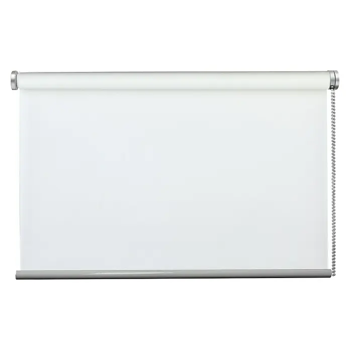 Rollo Prime - B x H: 75 x 150 cm, Weiß, Uni, Montageart: Klemmen, Tageslichtdurchlässig - Eine Nahaufnahme einer weißen Rollo, die an einer Wand befestigt ist und sich ideal für die Fensterdekoration eignet.