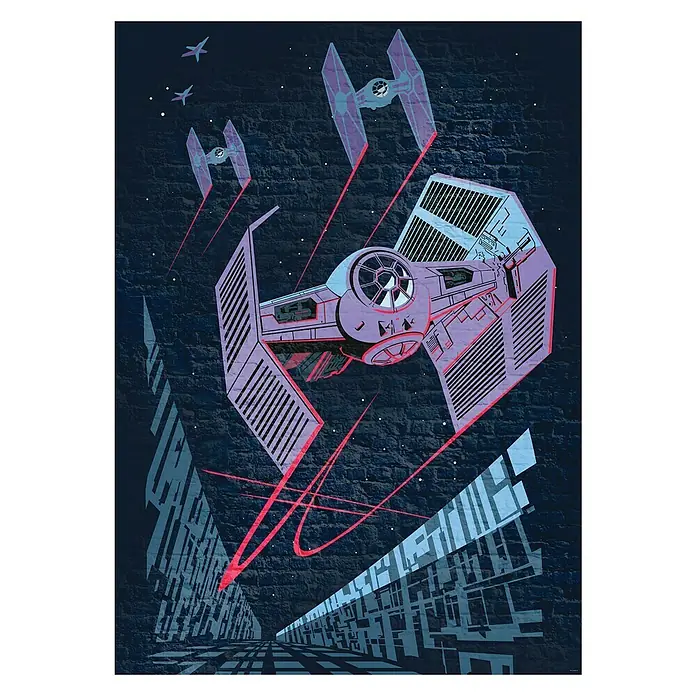 Komar Star Wars Fototapete Concrete TIE-Fighter - 4 -tlg., B x H: 200 x 280 cm, Vlies - Star Wars TIE-Jäger Kunstwerk. Detaillierte Illustration mit mehreren TIE-Jägern vor einem texturierten Hintergrund.