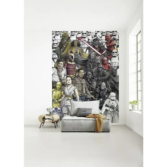 Komar Star Wars Fototapete Retro Cartoon - 4 -tlg., B x H: 200 x 280 cm, Vlies - Wandbild mit Star Wars-Motiven, das Charaktere aus der Saga zeigt, ideal für Fans und Sammler. Ein echter Hingucker!