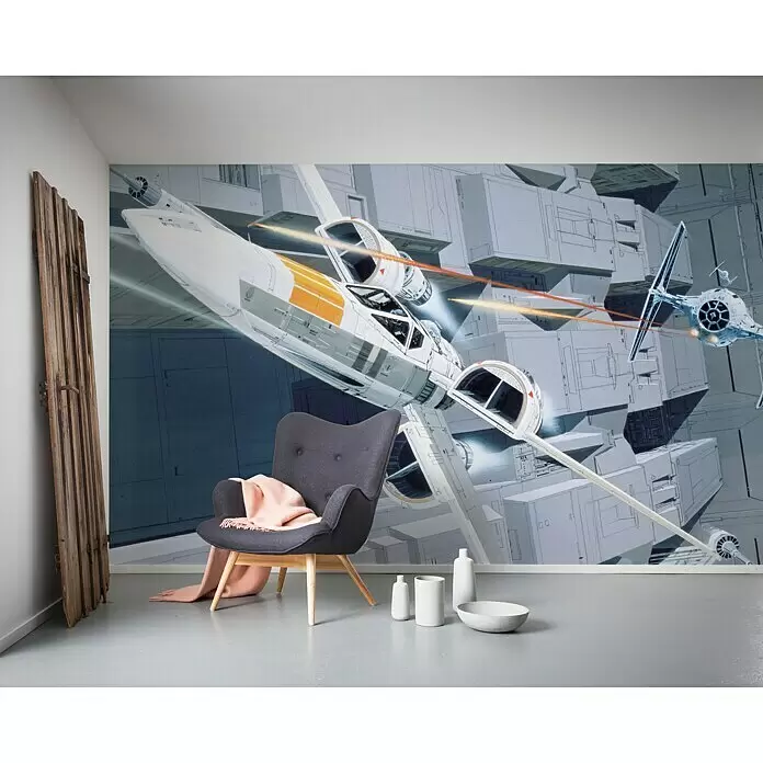 Komar Star Wars Fototapete RMQ X-Wing vs. TIE-Figher - 10 -tlg., B x H: 500 x 250 cm, Vlies - Stimmungsaufnahme