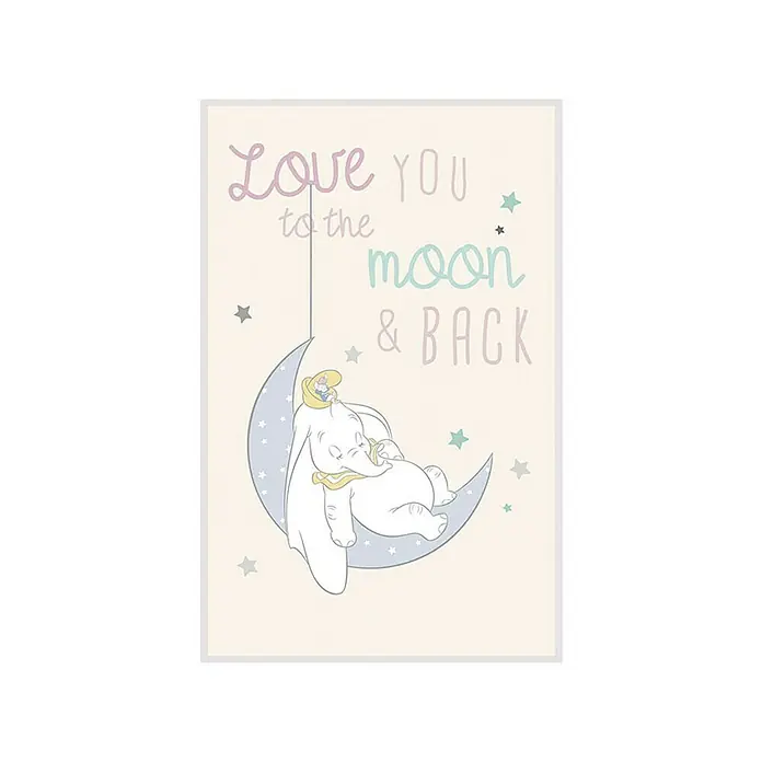 Komar Disney Edition 4 Poster Dumbo Moon - Disney, B x H: 50 x 70 cm - Entzückendes Dumbo Wandbild. Liebe dich bis zum Mond und zurück, mit einem schlafenden Dumbo auf dem Mond, ideal für jedes Kinderzimmer.